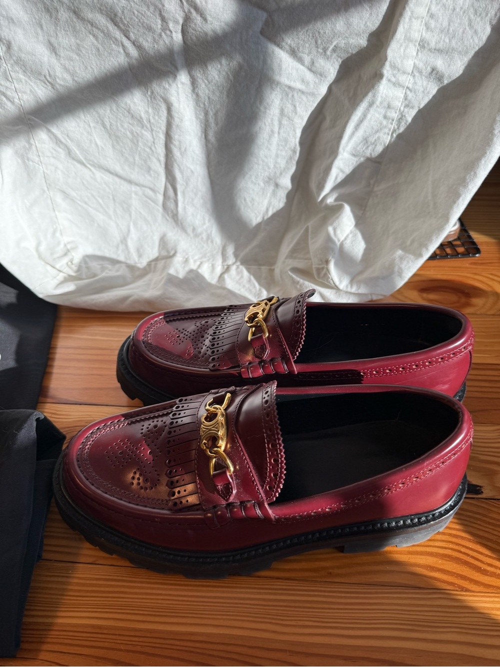 Celine Margaret burgundy leather loafers EU 37.5=US 7.5 - Picture 3 of 6